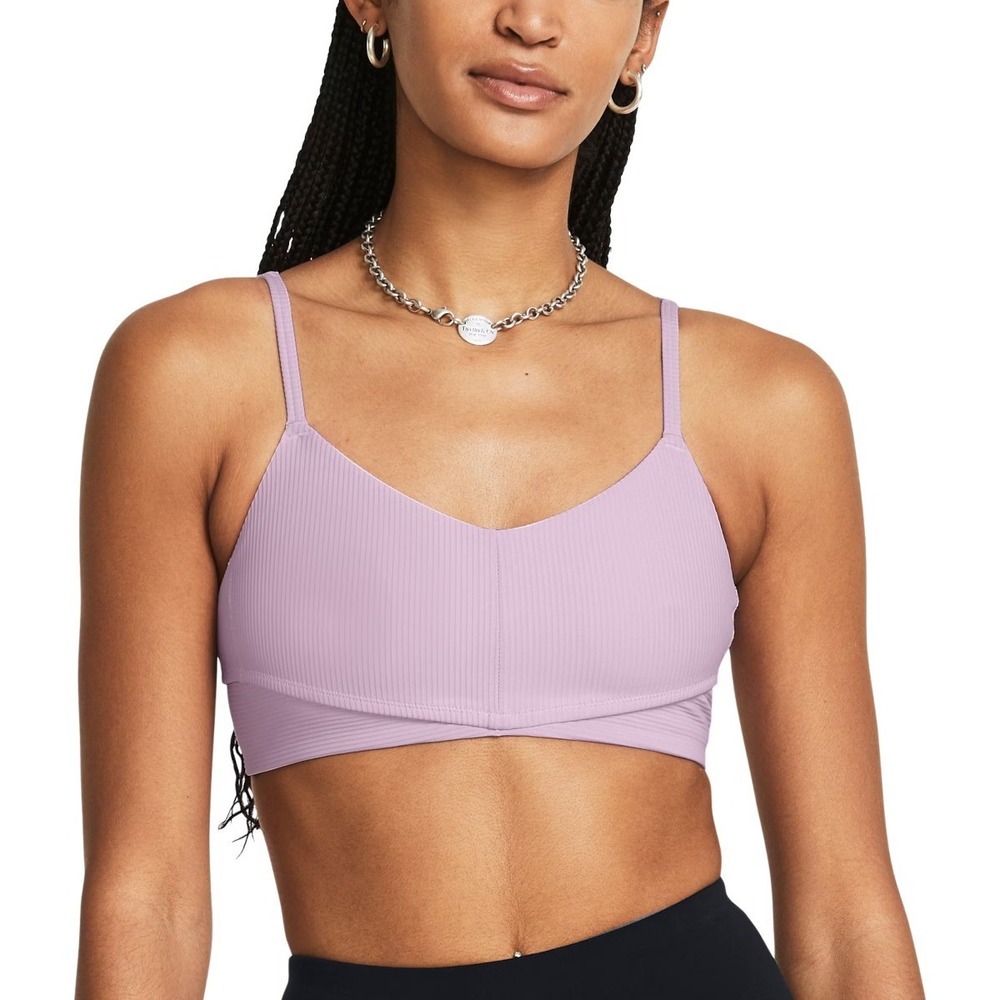 Under‎ Armour Meridian Rib Bralette Purple Light Support Sports Bra Large